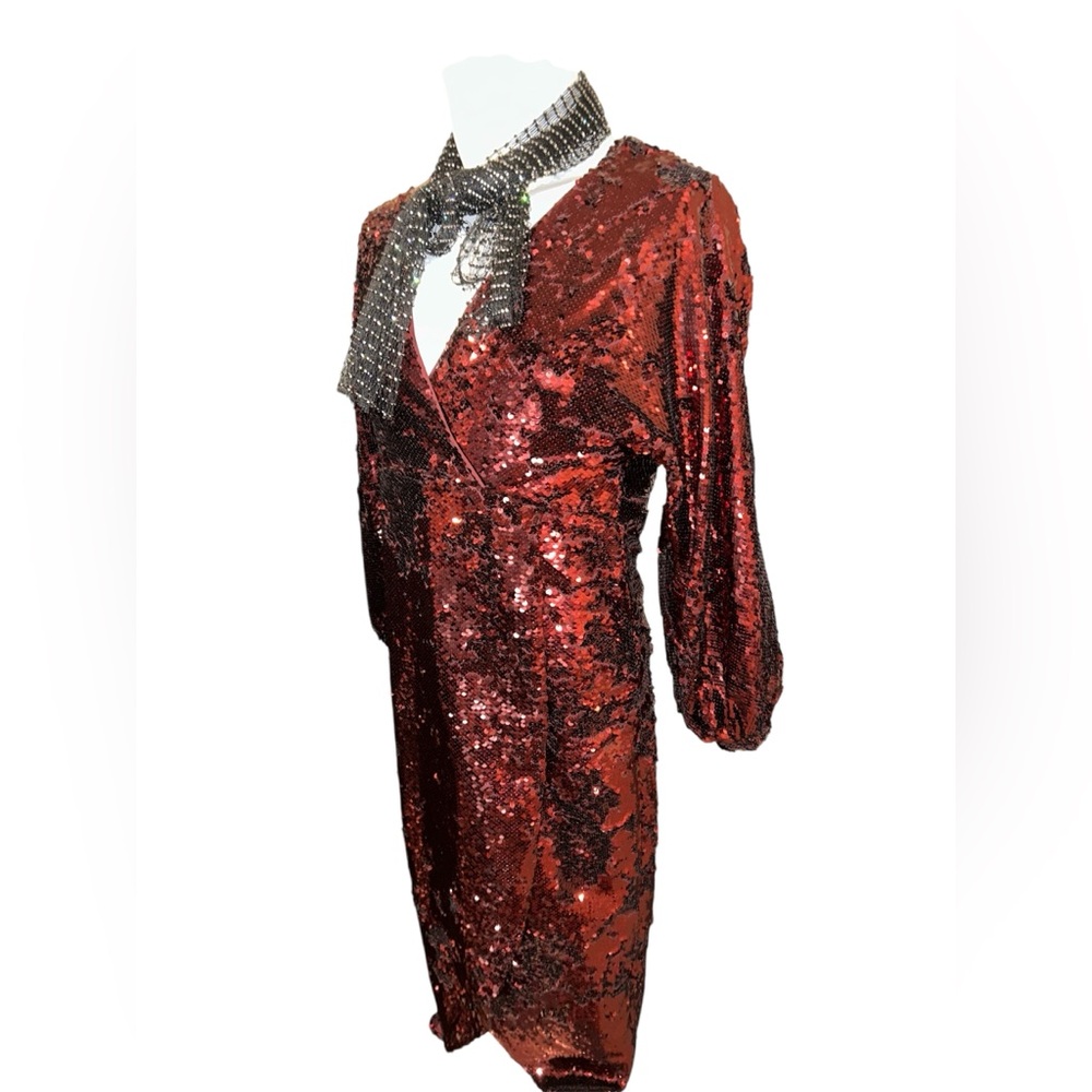 Ted Baker Burgundy Sequin Dress - Picture 2 of 10